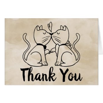 Thank You Cat Lover Wedding Kittens Tan Watercolor by merrybrides at Zazzle