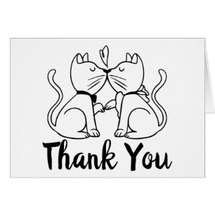 Thank You Cat Lovers Wedding Kittens Black White Cards