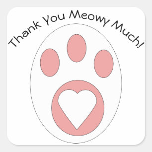 Thank You Cat Paw Cute Personalize Square Sticker