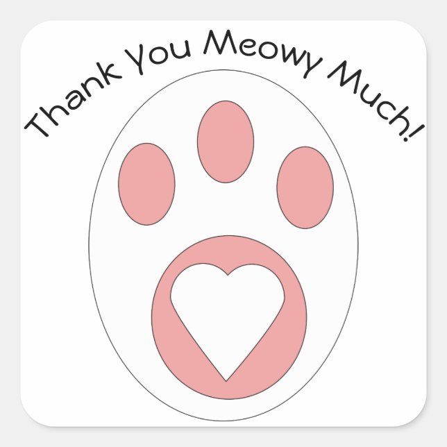 Thank You Cat Paw Cute Personalize Square Sticker (Front)