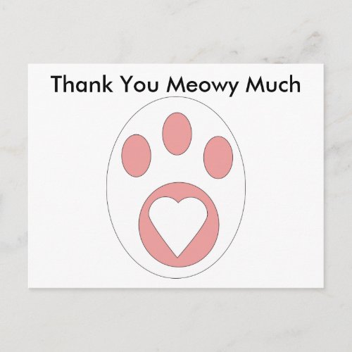 Thank You Cat Paw Heart Cute Personalize Postcard