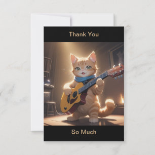 Thank You Cat Playing Guitar Card