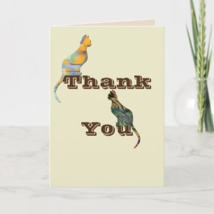 Thank You Cat Sitter Caregiver Marbled Striped Cat Card