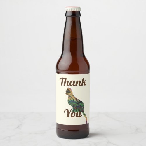 Thank You Cat Sitter Marbled Striped Kitten Beer Bottle Label