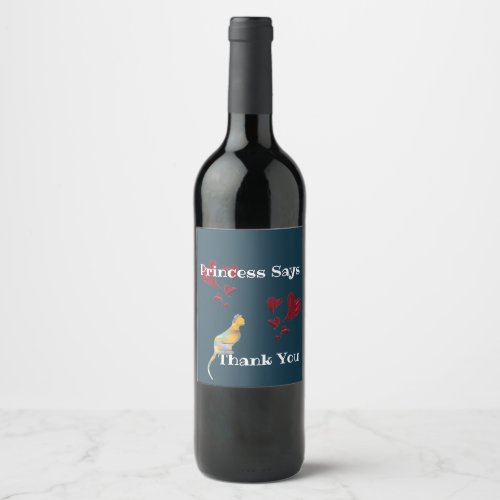 Thank You Cat Sitter Red Heart Appreciation Wine Label