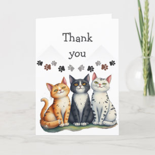 Thank You Cat Sitting Cute Cats Card