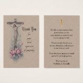Thank You Catholic Crucifix Condolence Holy Cards (Front & Back)