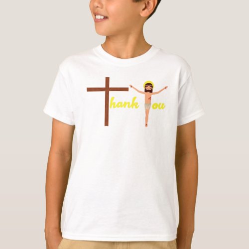 Thank you Catholic Easter  Cross Graphic Jesus Cru T_Shirt