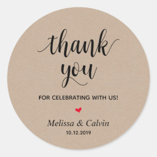 Thank you, celebrating with us, Rustic Gifts Classic Round Sticker