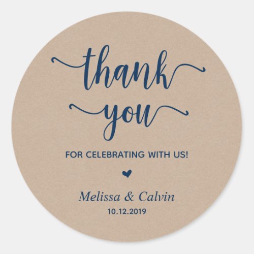 Thank you celebrating with us Rustic Gifts Classic Round Sticker