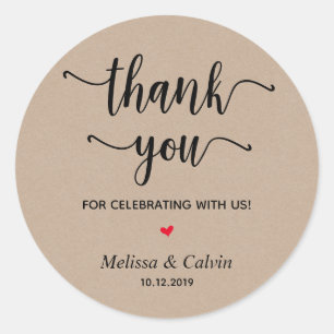 Thank you, celebrating with us, Rustic Gifts Classic Round Sticker