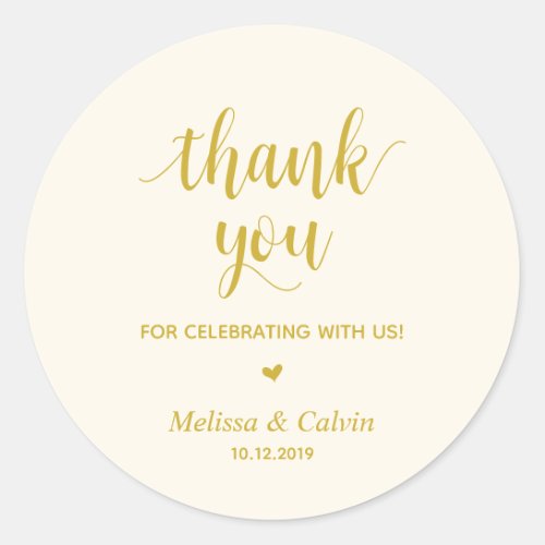 Thank you celebrating with us Wedding Gifts Classic Round Sticker
