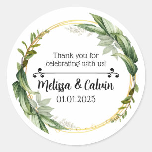 Thank you, celebrating with us, Wedding Gifts Classic Round Sticker