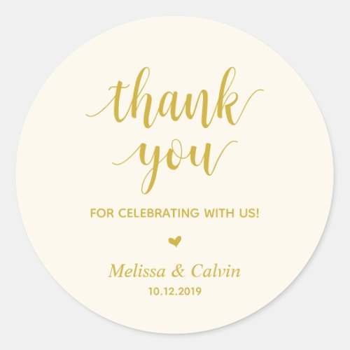 Thank you celebrating with us Wedding Gifts Classic Round Sticker