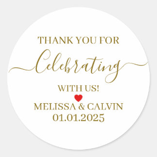 Thank you, celebrating with us, Wedding Gifts Classic Round Sticker