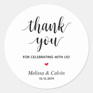 Thank you, celebrating with us, Wedding Gifts Classic Round Sticker