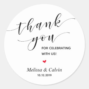 Thank you, celebrating with us, wedding rehearsal classic round sticker