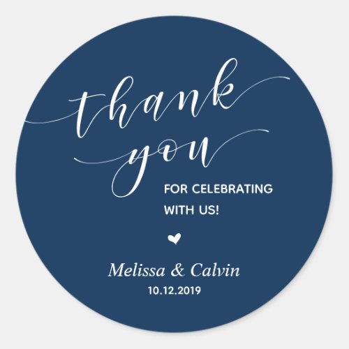 Thank you celebrating with us wedding rehearsal classic round sticker