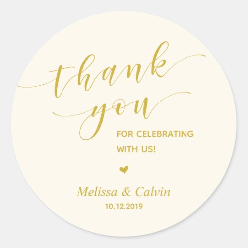 Thank you celebrating with us wedding rehearsal classic round sticker