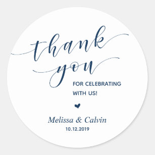 Thank you, celebrating with us, wedding rehearsal classic round sticker
