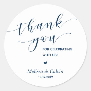 Thank you, celebrating with us, wedding rehearsal classic round sticker