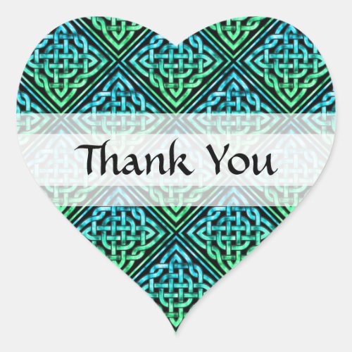 Thank You Celtic Knot _ Blue Green Heart Sticker