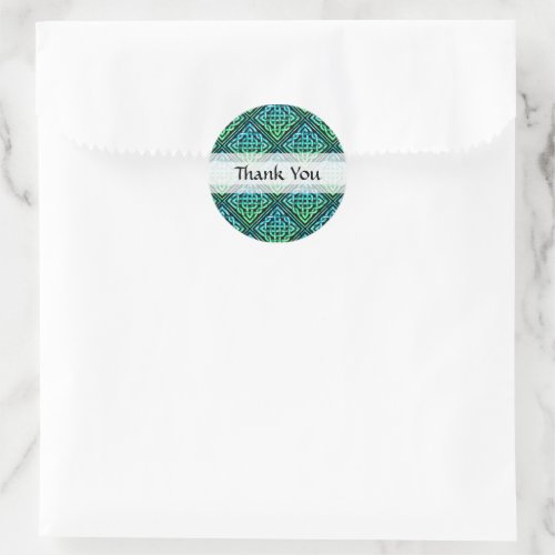 Thank You Celtic Knot _ Blue Green Round Stickers