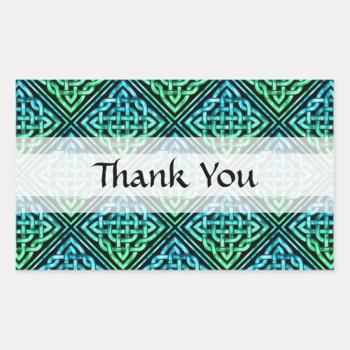 Thank You Celtic Knot _ Diamond Blue Green Rectangular Sticker