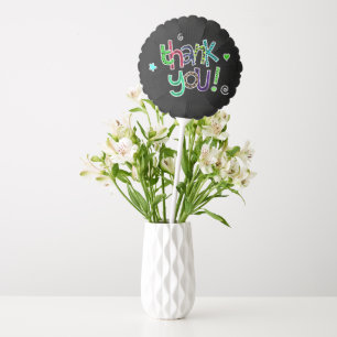 Thank you chalk text on black balloon