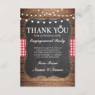 Thank You Chalk Wood Rustic Red Check Card