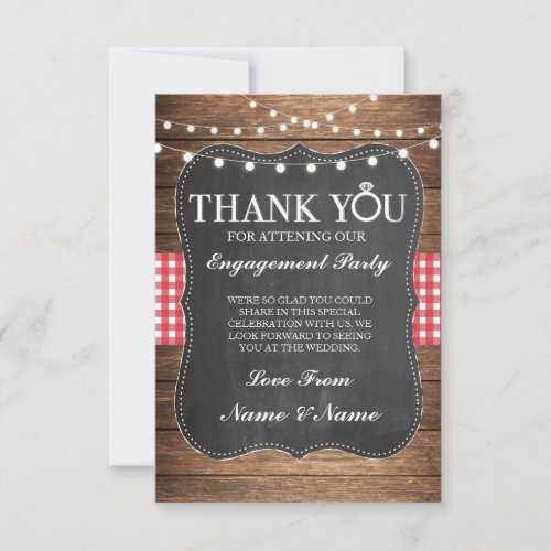 Thank You Chalk Wood Rustic Red Check Card