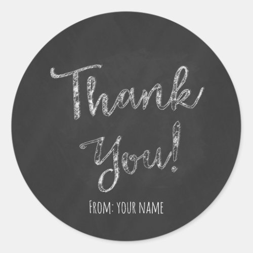 Thank You Chalkboard Chalk Personalized Classic Round Sticker