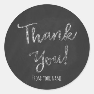 Thank You Chalkboard Chalk Personalized Classic Round Sticker