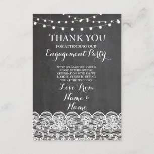 Thank You Chalkboard Rustic Winter Chalkboard Lace Card