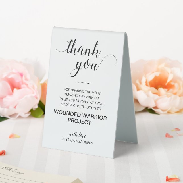 Thank You Charity Donation Wedding Table Tent (In SItu (Wedding))
