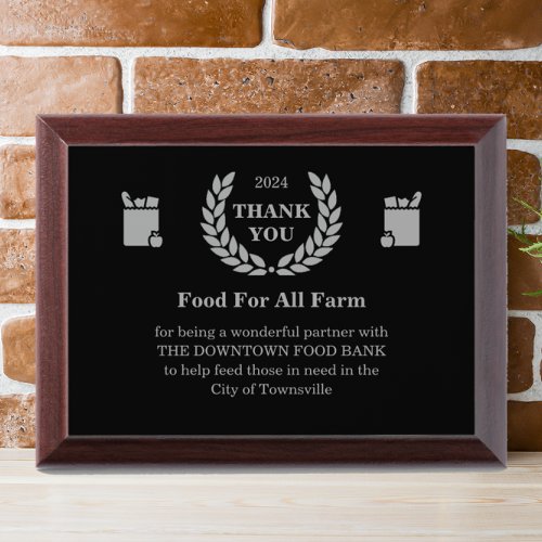 Thank You Charity Partnership Award Wood Plaque