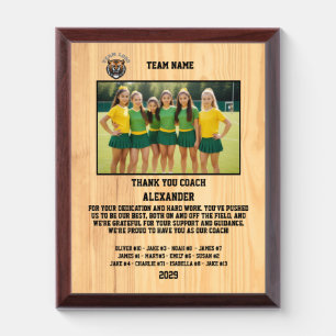 Thank You Cheer Coach Custom Photo & Message Award Plaque