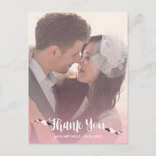 Thank You Cherry Blossom Wedding Photo Postcard