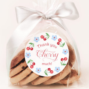 Thank you Cherry much Blue Baby shower Classic Round Sticker