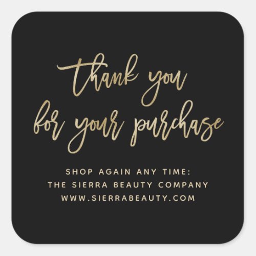 Thank You  Chic Faux Gold Custom Retail Boutique Square Sticker