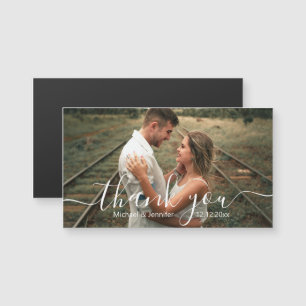 thank you chic handwriting wedding photo magnet