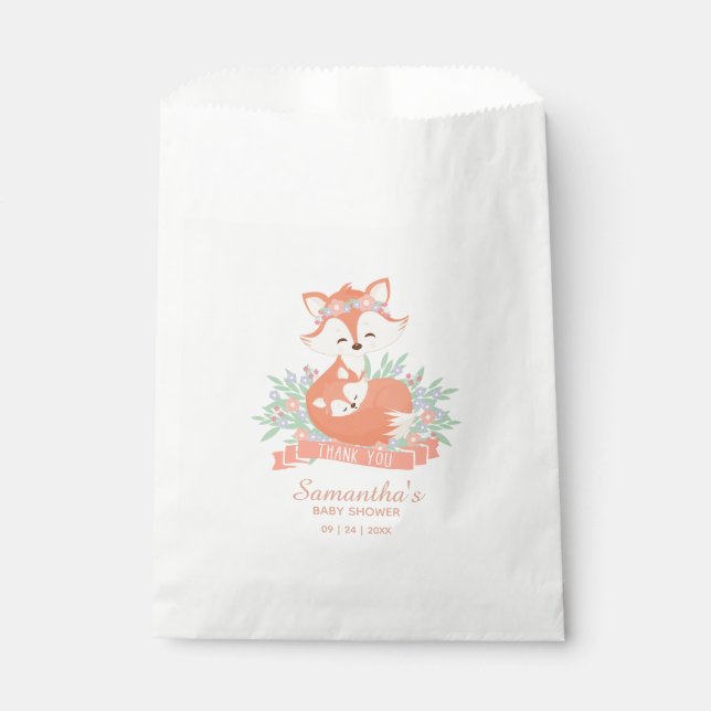 Thank You Chic Mommy and Baby Fox Baby Shower Favor Bag (Front)