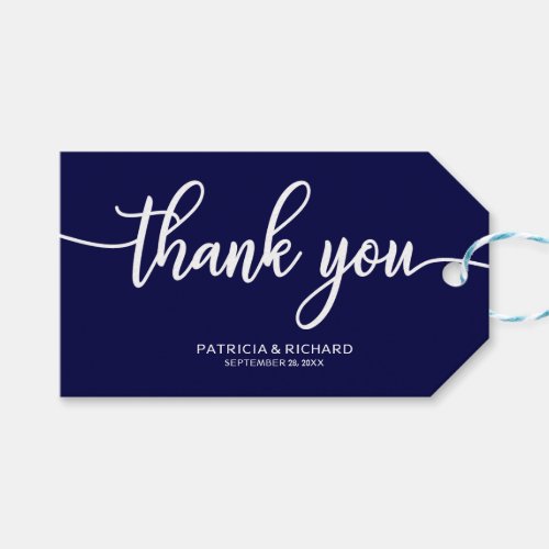 Thank You _ Chic Navy Blue Wedding Favor Tags