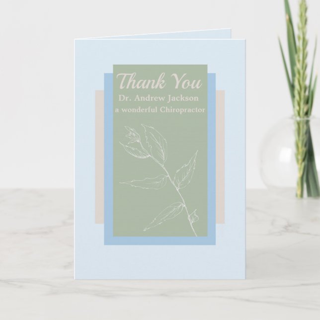 Thank You Chiropractor Blue Personalized Card (Front)