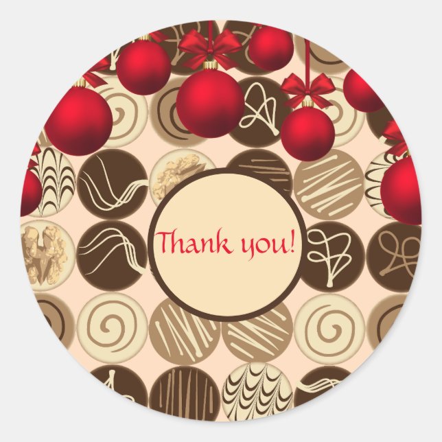 Thank You Chocolates Christmas Themed Sticker (Front)