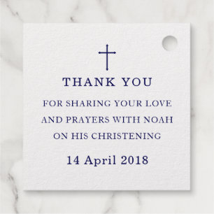Thank You Christening Baptism Cross Foil Favor Tags
