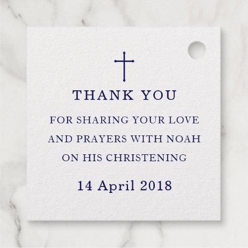 Thank You Christening Baptism Cross Foil Favor Tags