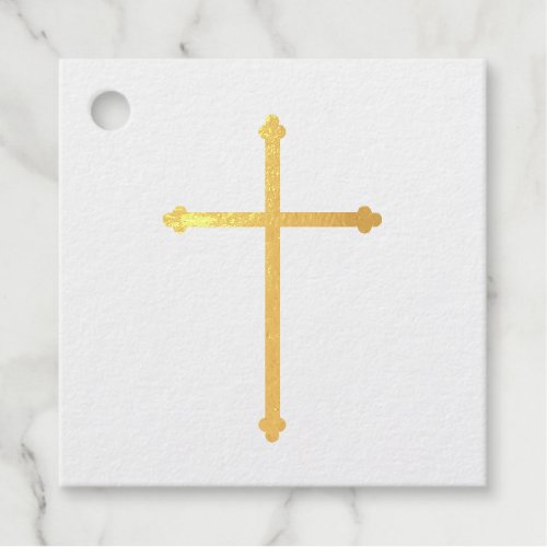 Thank You Christening Baptism Cross Foil Favor Tags