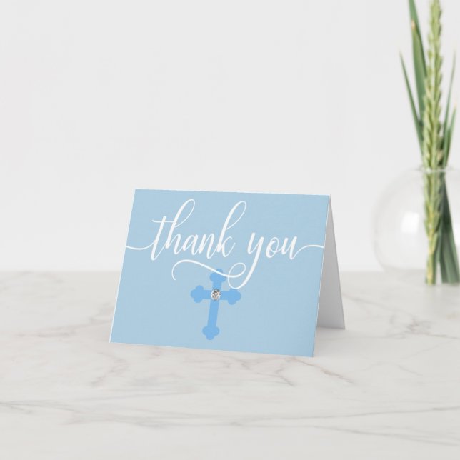 THANK YOU Christening Communion Blue BOY | BLANK (Front)