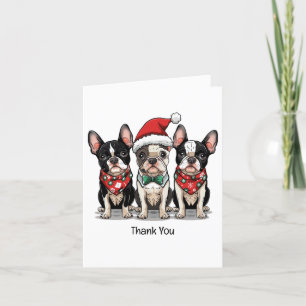 Thank You Christmas Boston Terrier Dogs Card